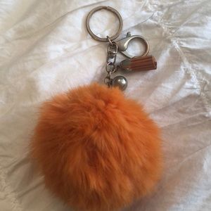 Orange Pom Pom car key chain